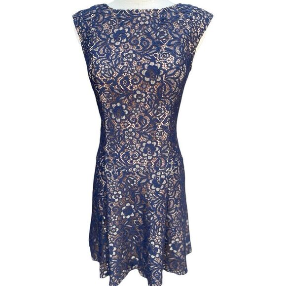 Cece Blue Lace Sheath Dress Size 2 - Picture 1 of 7